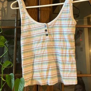 Forever 21 White Colorful Striped Tank Top